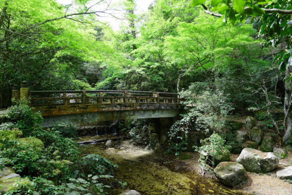 Japan Miyajima: Brücke auf dem Wanderweg zu Mount Misen
